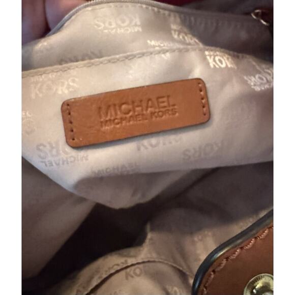 MICHAEL KORS MARINA MANDARIN RED CANVAS CONVERTIBLE PURSE,HAND+GRAB BAG - Picture 10 of 13